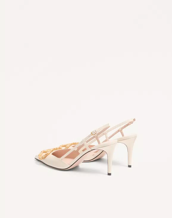 Valentino Vlogo Signature Slingback Calfskin Pump With Jewel Logo 80Mm - Image 4